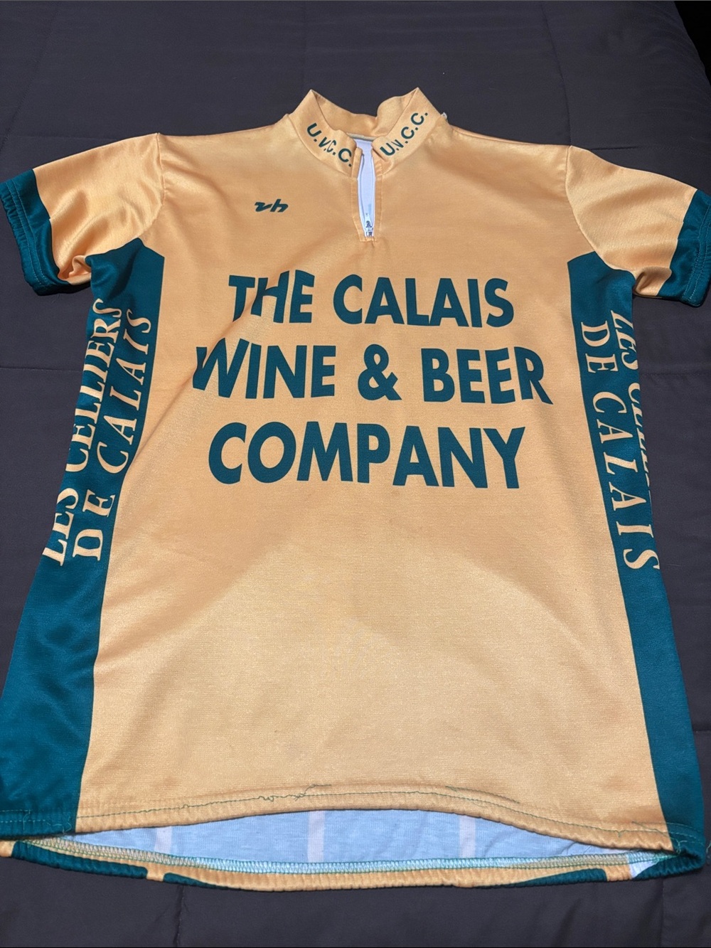 The Calais Wine & Beer Company Cycling Jersey - Yellow & Teal